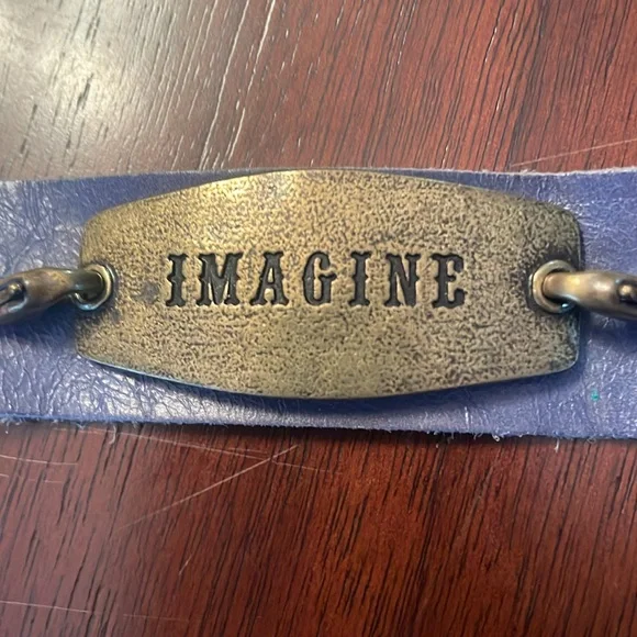 Lenny and Eva Leather bracelet with metallic interchangeable sentiment - Picture 2 of 5